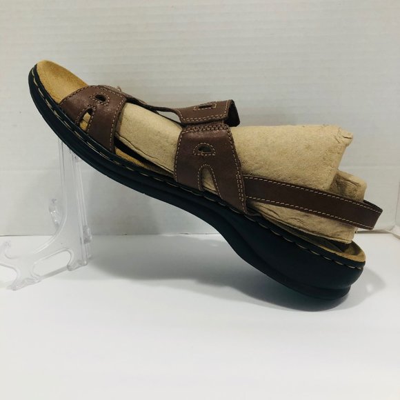 Clarks Shoes - Clarks Clark's Sandals 11 Brown Open Toe Strappy Sling Back Cushioned‎ Shoes